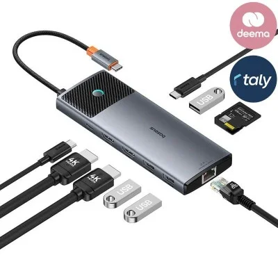 Baseus Metal Gleam II 10-in-1 USB HUB Dual Display - Grey